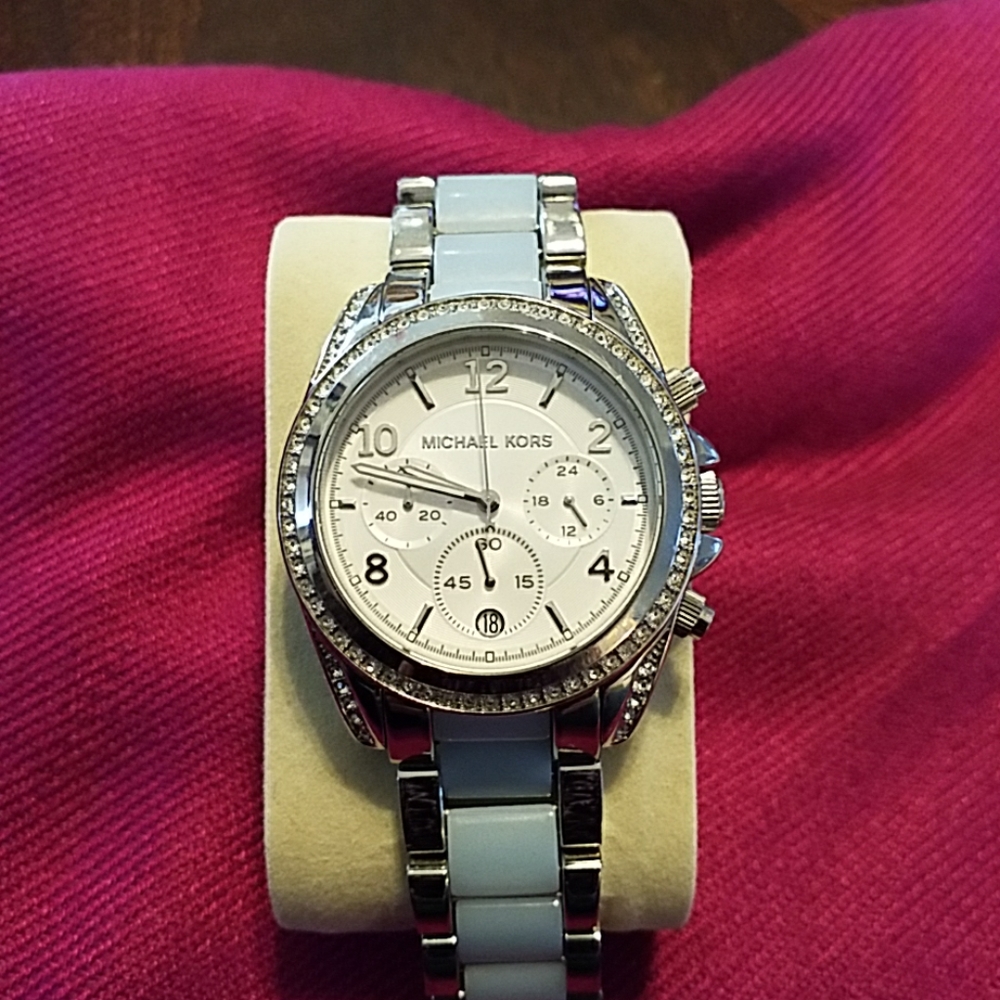 Michael Kors silver/blue watch Model #MK-6137